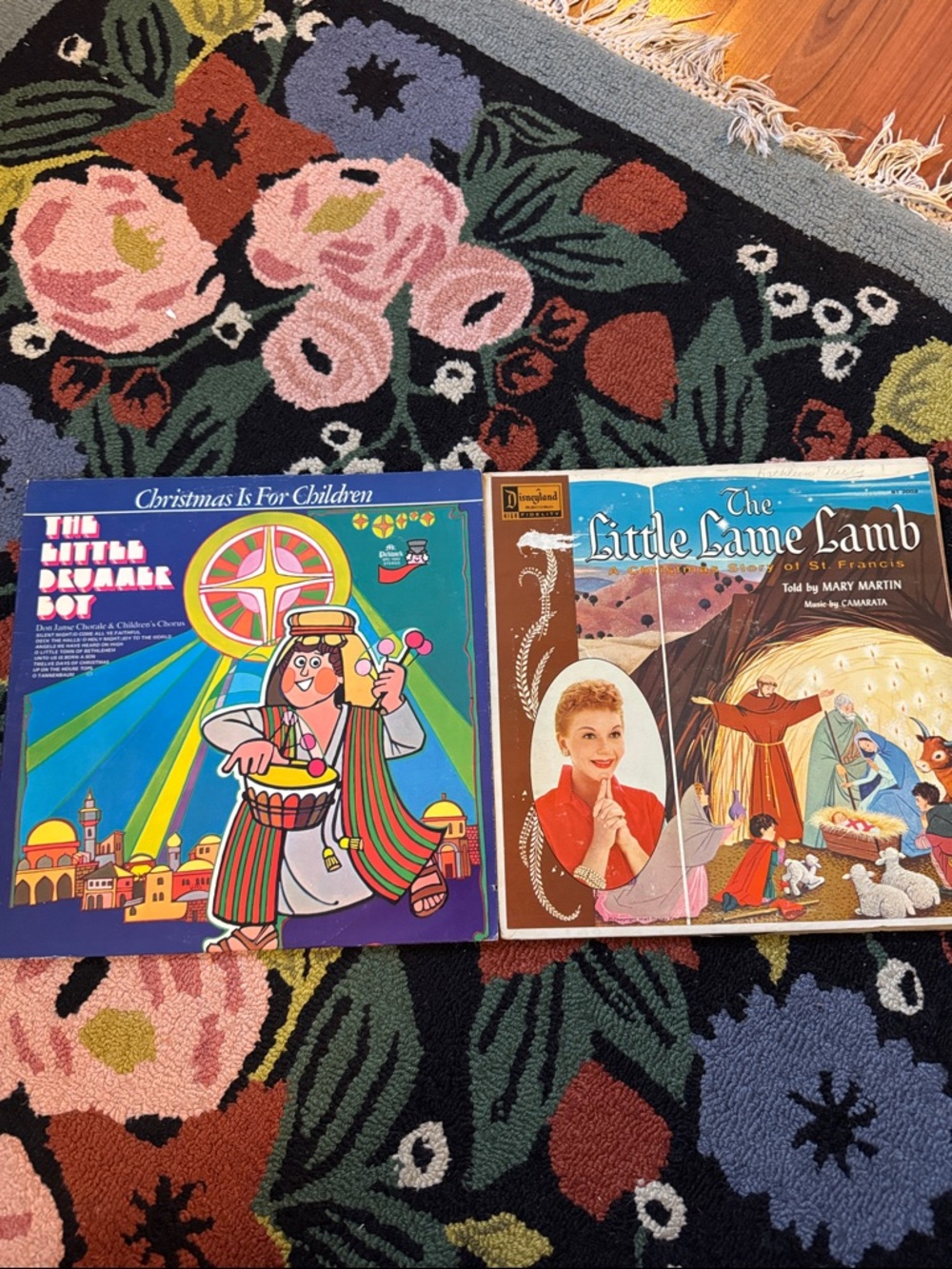 Vintage Little Lamb & Little Drummer Kid Story Records - Blue/Multicolor Covers